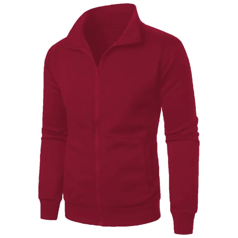 Autumn Men's Long Sleeve Zipper Jacket Coats Solid Color Warm Sweatshirts Casual Baseball Jacket Outdoor Streetwear