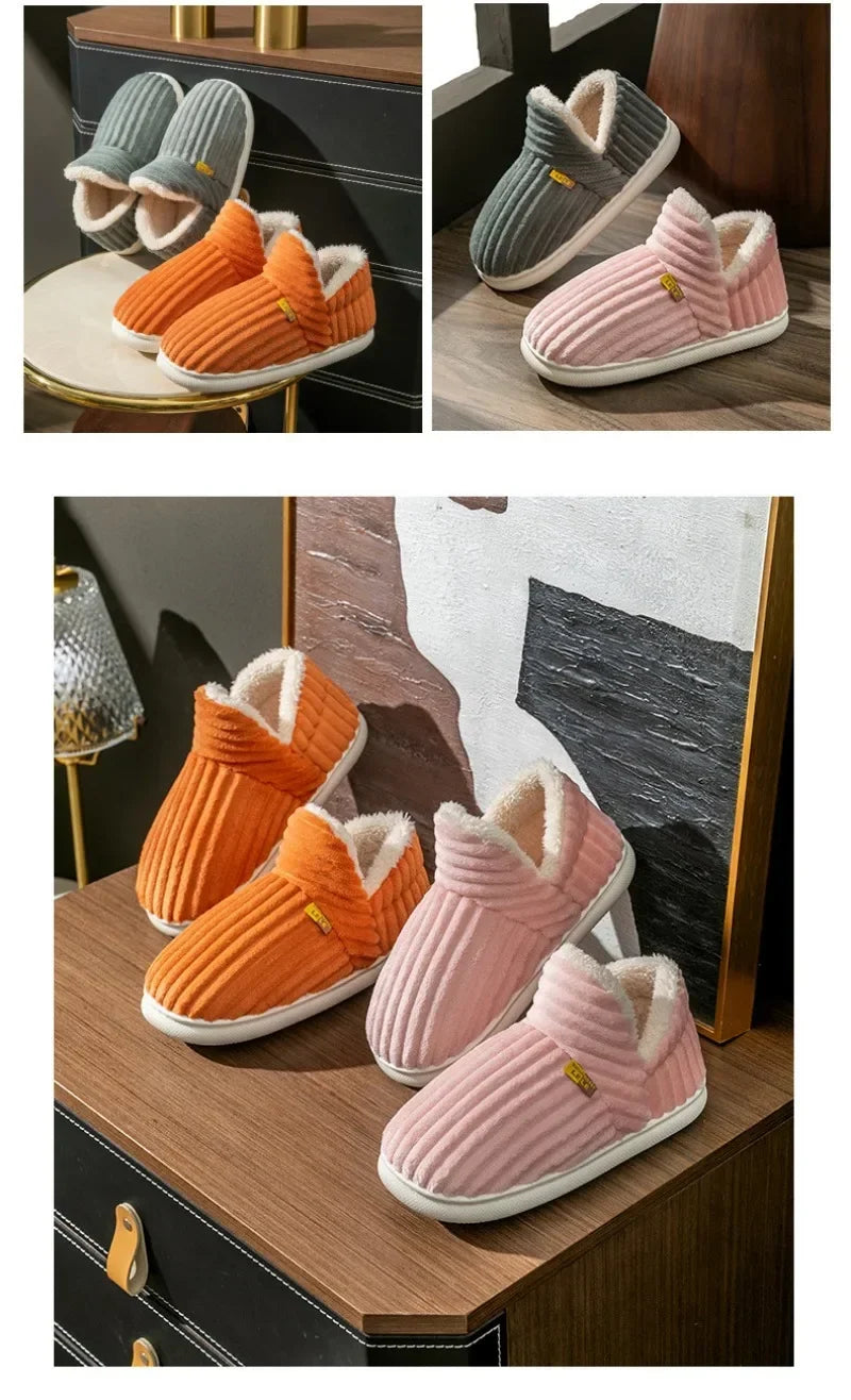 New Fur Slippers For Women Men Winter Furry Fashion Warm Ankles Plush Cozy Slides For Home Indoor Soft Sole Cotton Shoes