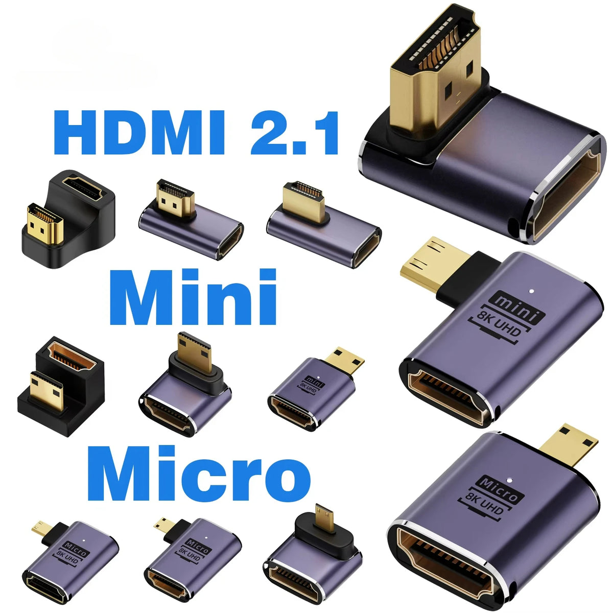 mini micro hdmi to HDMI 2.1 Converter 48Gpbs 8K60HZ 4K120HZ for HDTV Projector PS4 PS5 Laptop PC