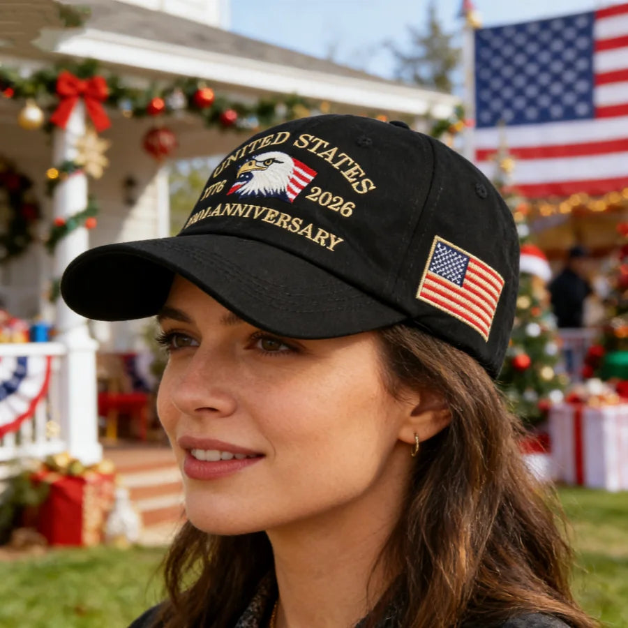 Vintage American-Style 250Th Anniversary Baseball Cap with Embroidered Eagle Flag Design, Adjustable Head Circumference, Unisex Sun Hat