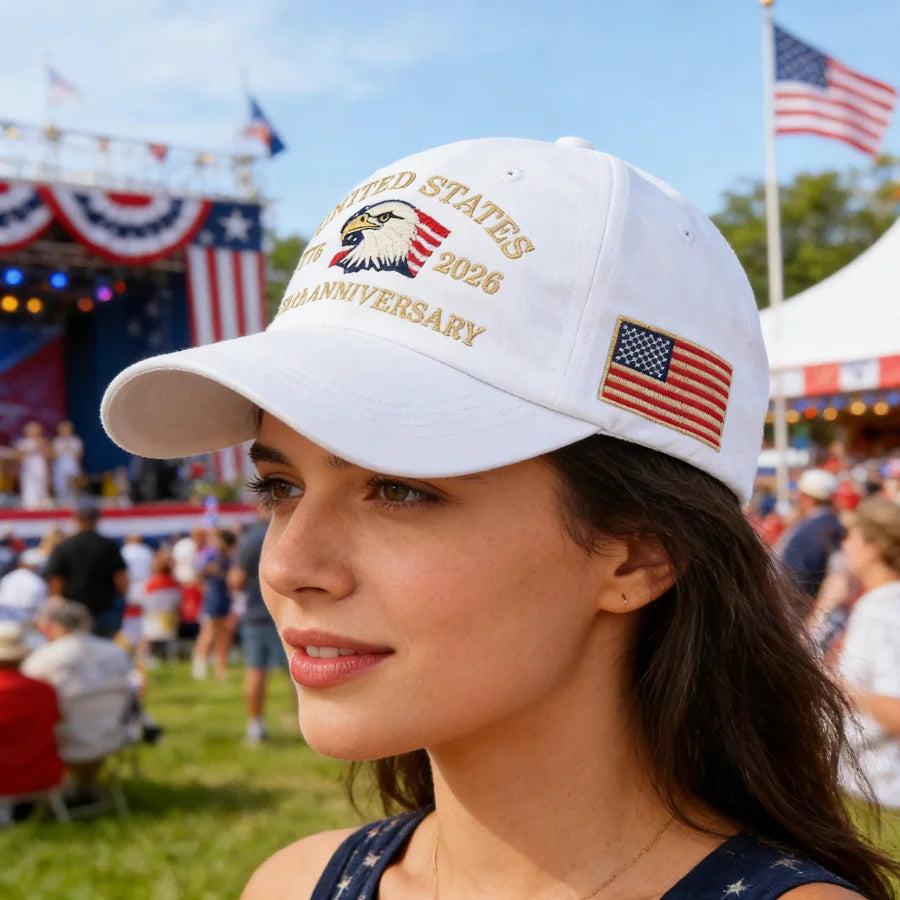 Vintage American-Style 250Th Anniversary Baseball Cap with Embroidered Eagle Flag Design, Adjustable Head Circumference, Unisex Sun Hat