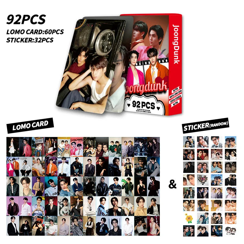 92Pcs/Set Thailand Stars JoongDunk Laser Lomo Card Joong&Dunk Characters Small Cards Photocard With Stickers Fans Support Card