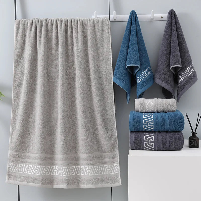 Household Large Face Towel, Absorbent Non Shedding Face Towel, Simple Geometric Striped Face Dry Hair Towel, Travel Towel