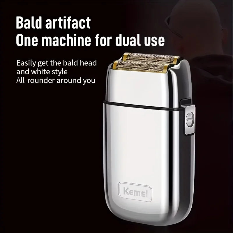 Kome KM-TX1 Men's Electric Shaver Double Blade USB Charging High-End Metal Gift Box Shaving Razor for Smooth Facial Hair Removal