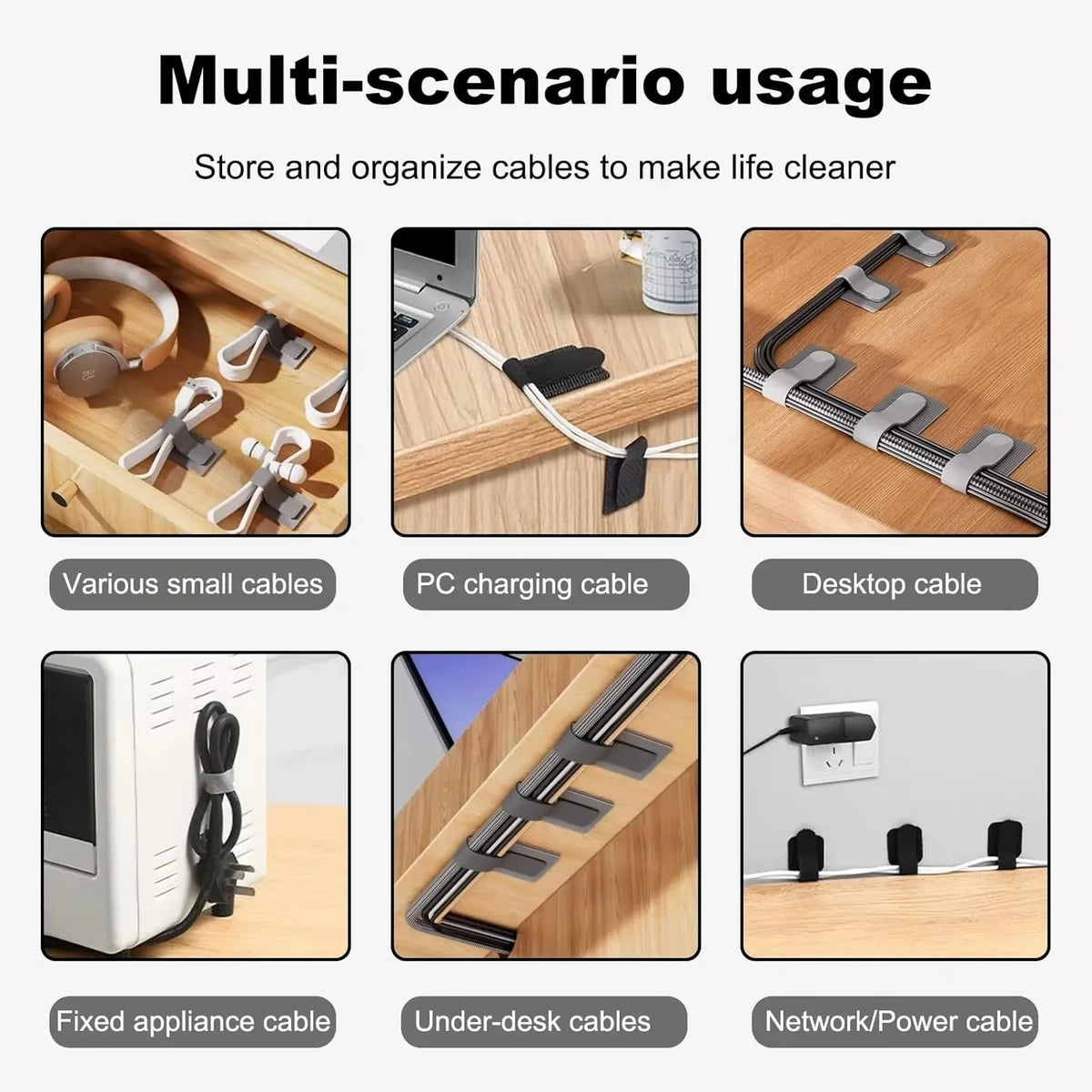Ties Fastening Wire Reusable Cable Organizer Cord Rope Holder Self Adhesive Adjustable Cord Organizer Straps Desk Management