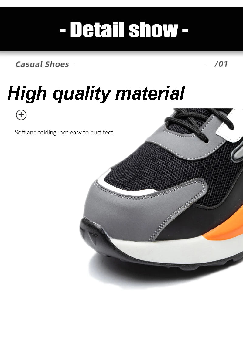High Quality Indestructible Safety Shoes Men Work Sneakers Light Security Boots Men Puncture-Proof Work Boots Steel Toe Shoes