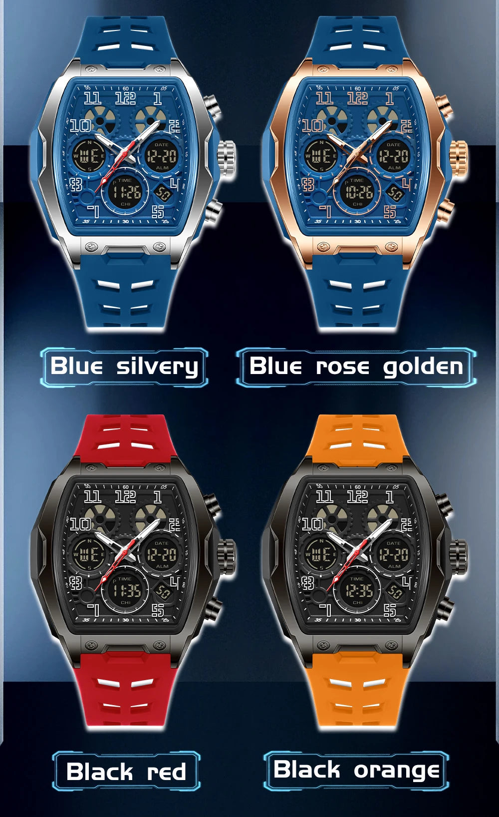 SANDA Fashion Men's Sports Electronic Watch Multi functional Date Countdown Waterproof LED Night Light Men's Electronic Watch