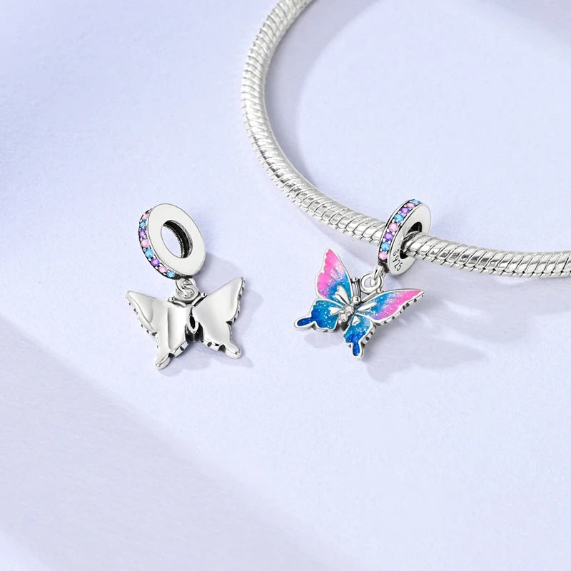 New Original Charm Beads 925 Sterling Silver Butterfly Hot Air Balloon Dangle For Bracelet Women Girl Fine DIY Jewelry Gift