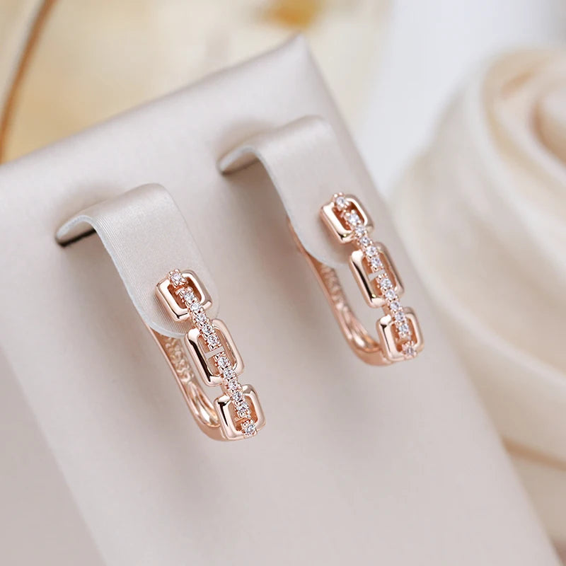 JULYDREAM Personality Chain Design Inlay White Zircon Gold Color Earrings for Women Party Wedding Jewelry Fashion Accessories