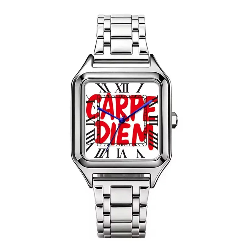 2026 New Creative "Time Is Money" Men's Watch Square Luxury Quartz Watch Graffiti Dial Streetwear Relogio Masculino Hip Hop