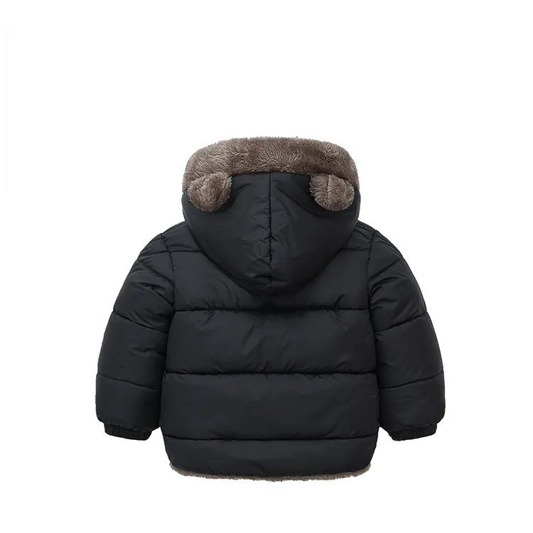 Boys Girls Thick Jackets Winter Kids Padded Fleece Warm Coats Children Hooded Cotton Outerwear Kids Clothes Cashmere Snowsuit