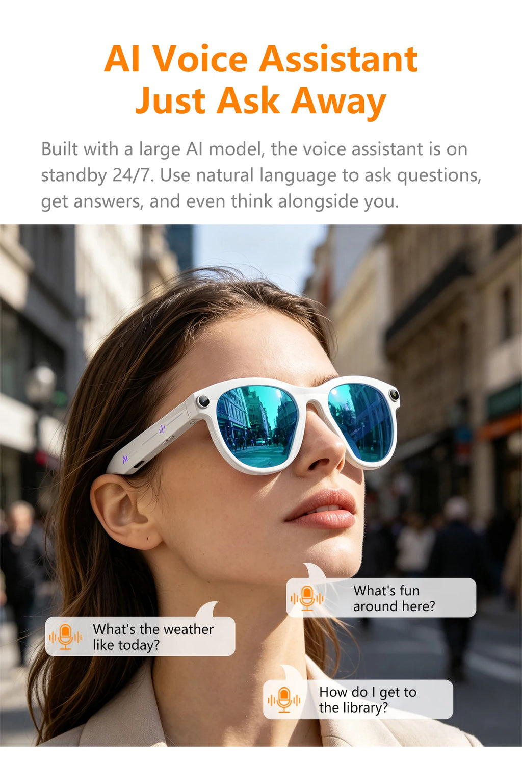 New Smart AI Glasses 500W Shooting Camera HD Photo Video Voice Call Translation Waterproof Bluetooth AI Motorcycle Glasses ﻿