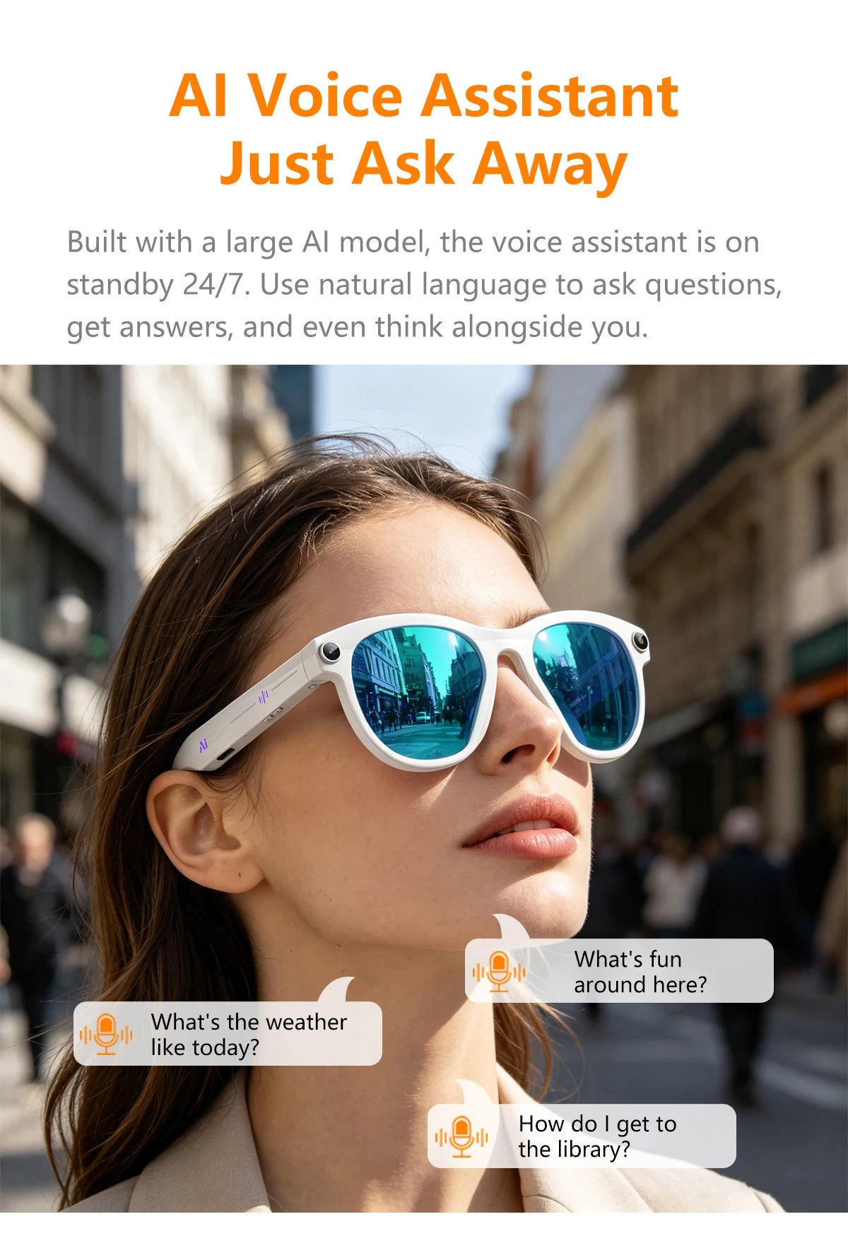 New Smart AI Glasses 500W Shooting Camera HD Photo Video Voice Call Translation Waterproof Bluetooth AI Motorcycle Glasses ﻿