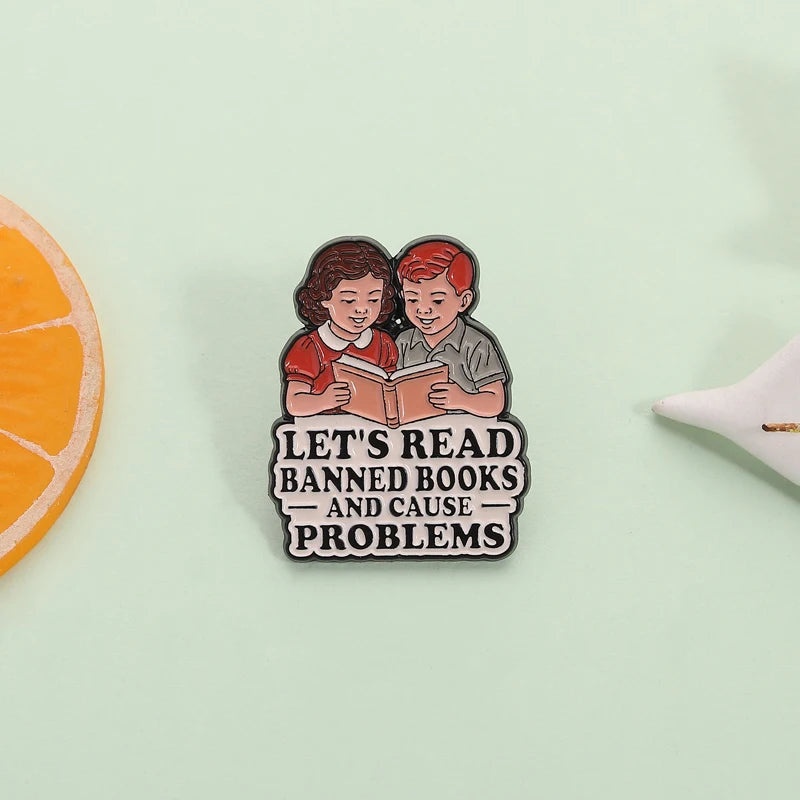 Let’s Read Banned Books Enamel Pin Banned Books Week Reader Brooch Lapel Backpack Badge Jewelry Accessories Gift for Friends