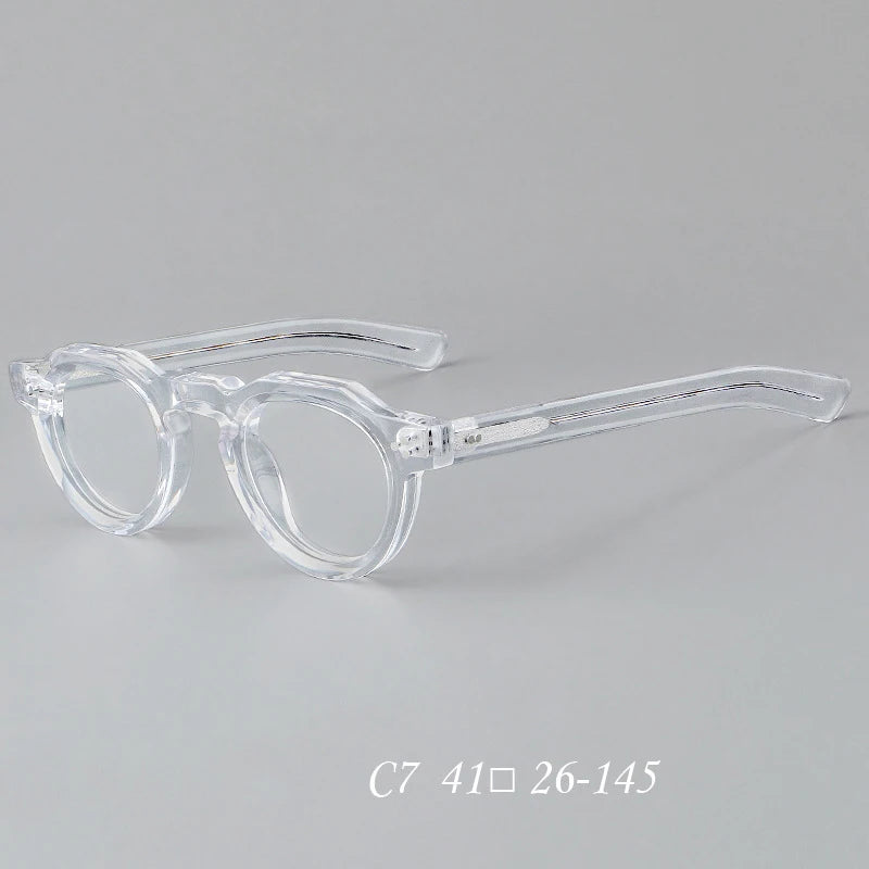 57171 Vintage Round Acetate Spectacles Frame Women Fashion Rivet Optical Transparent Eyeglass Men Trend Prescription Glasses