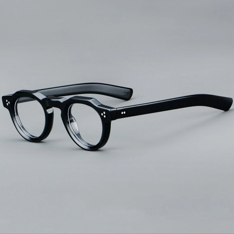 57171 Vintage Round Acetate Spectacles Frame Women Fashion Rivet Optical Transparent Eyeglass Men Trend Prescription Glasses