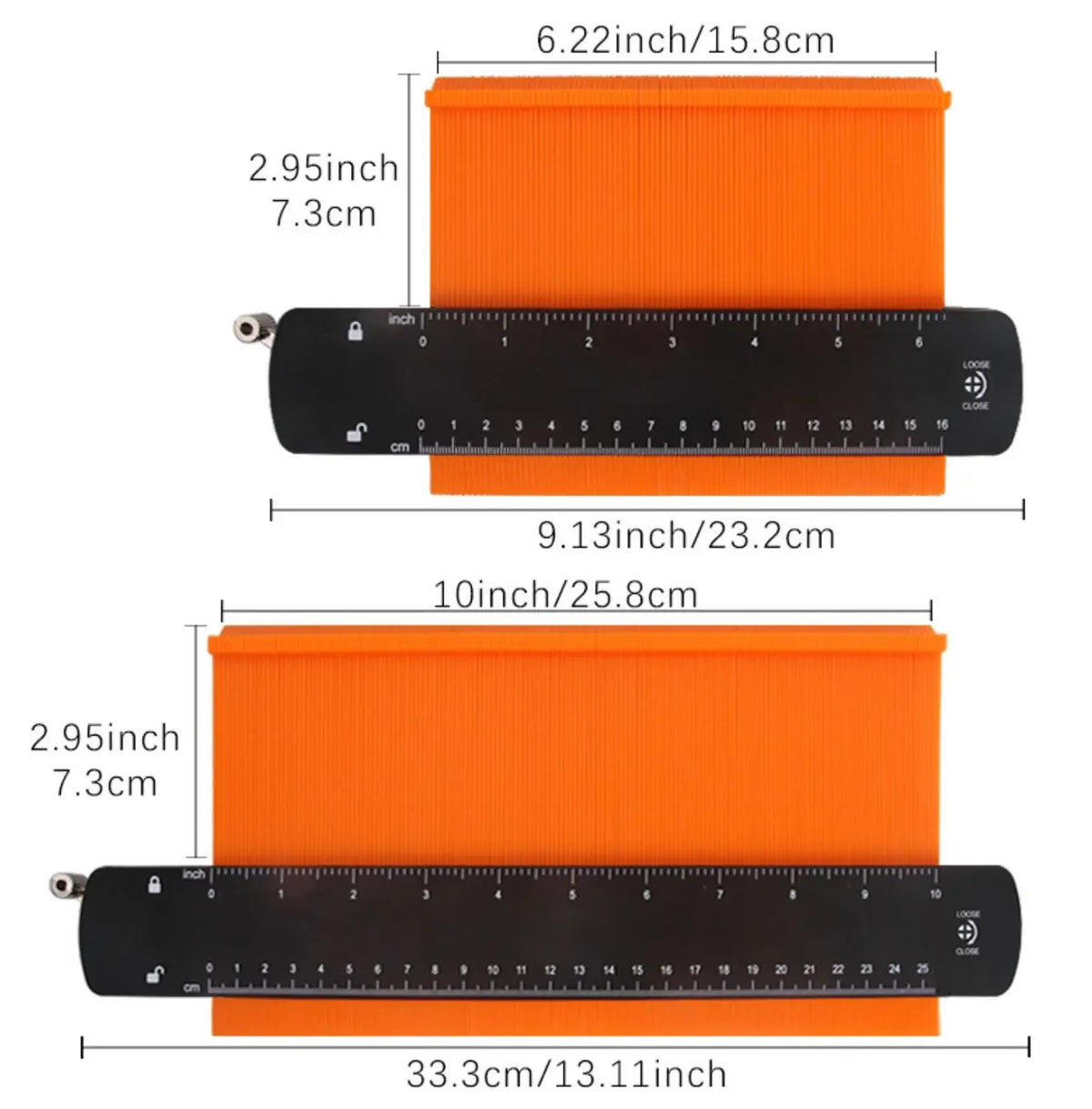 Wider Contour Gauge Duplicator With Lock 6/10 Inch Profile Shape Copy Tool Template for Curved Shapes