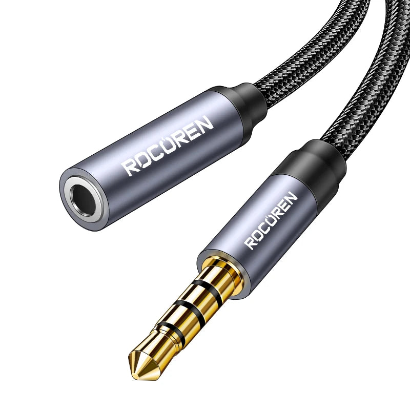 Rocoren AUX Cable 3.5mm Jack Male to Female Audio Extension Speaker Cable Converter for Phone Headphones Laptops Tablets Adapter