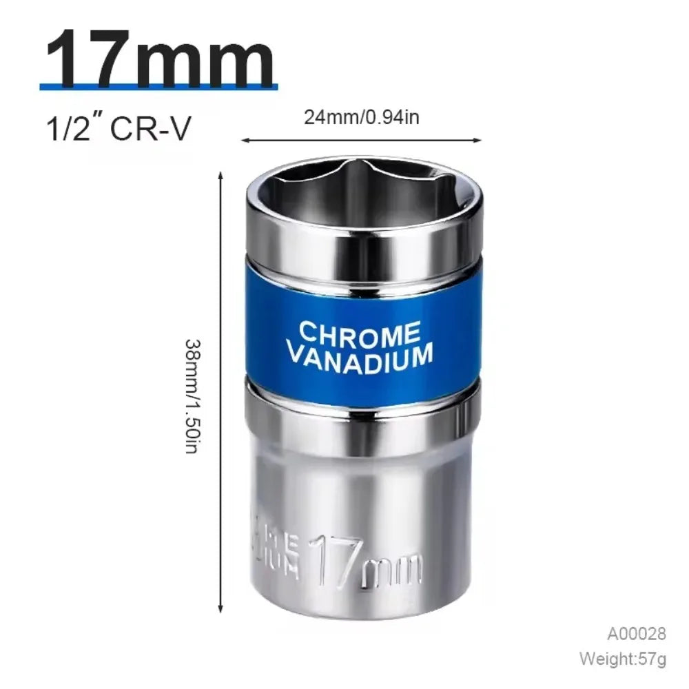 8mm-32mm 1/2" Drive Deep Impact Socket Set Drive Metric Wrench Socket Deep Impact Socket Pneumatic Wrench Head Tire Removal Tool