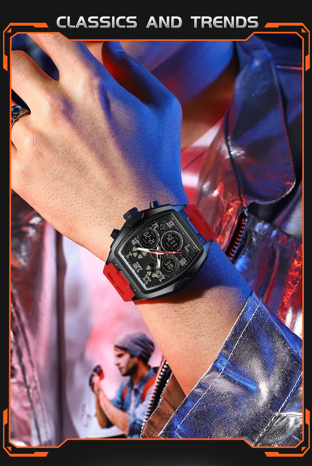 SANDA Fashion Men's Sports Electronic Watch Multi functional Date Countdown Waterproof LED Night Light Men's Electronic Watch