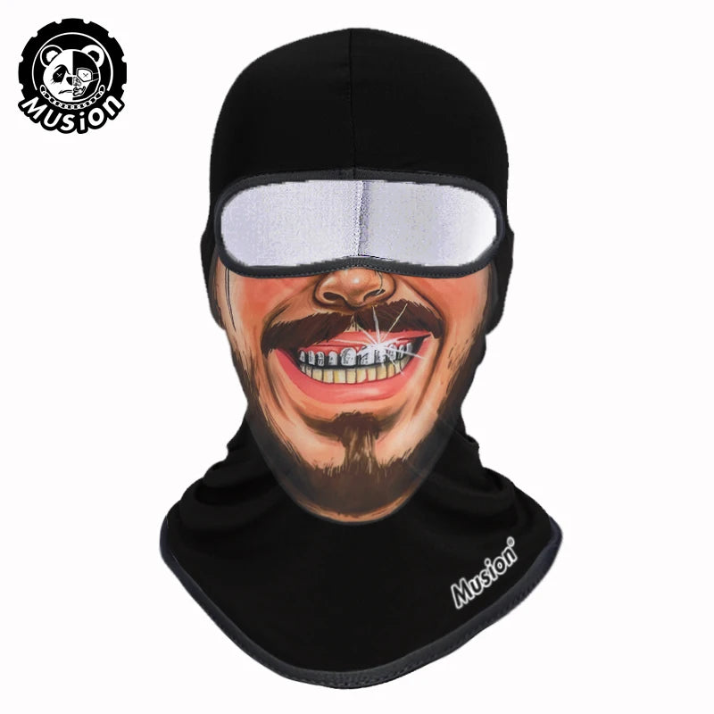 Musion Balaclava Helmet Liner Full Face Mask Skull Print Moto Topeng Muka Rider for Cycling and Riding Motorcycle