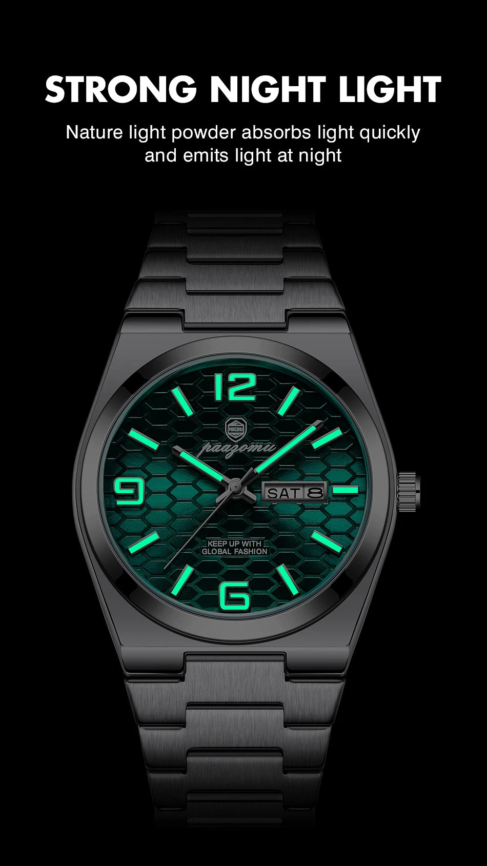 PAAZOMU Luxury Brand Man Watch Waterproof Luminous Date Week Men's Quartz Wristwatch Stainless Steel Fashion Sports Men Watches