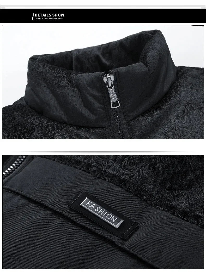 Puffer Jacket Men's Plush Thickened Parkas Stand Collar Jacket Men's Coat Winter Warm Thick Zipper Coat Padded Overcoat for Men