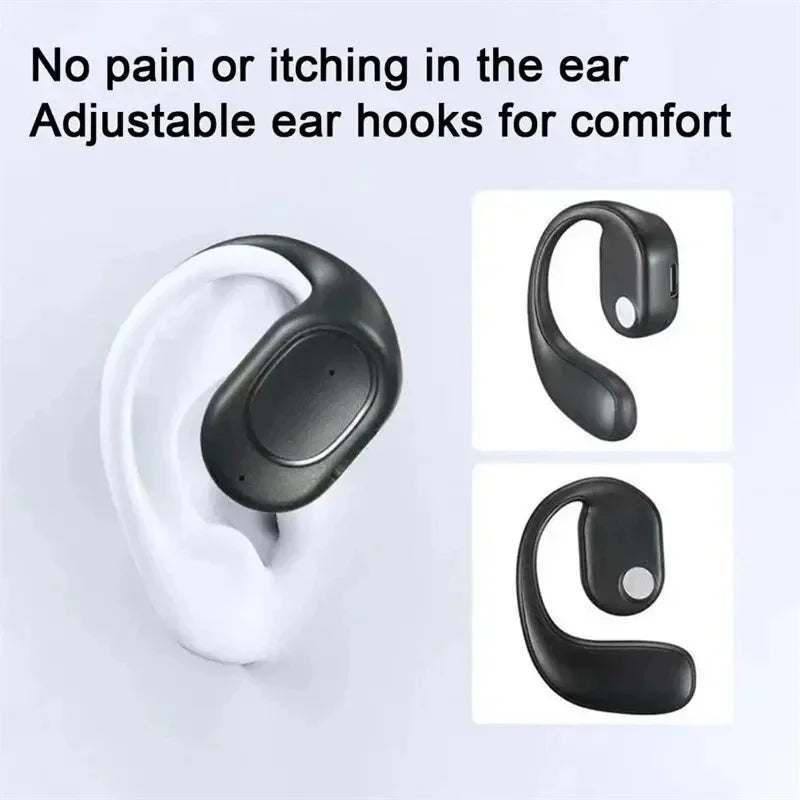 Single One Ear Hook Bone Conduction Bluetooth Headset Wireless Open Ear Headphones With Built-in Microphone Noise Canceling Hand
