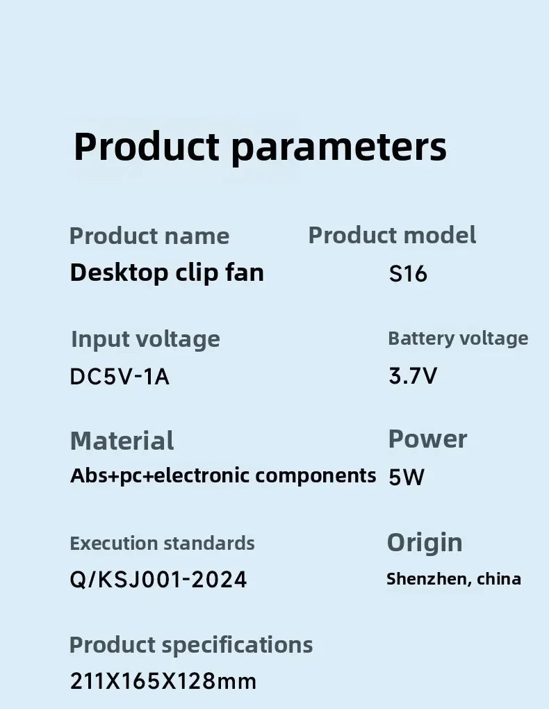 A little expert in life 100-Speed Desk Fan Clamp Fan LED Display Office Home Charge Wall-Mounted Hand-Free Fan