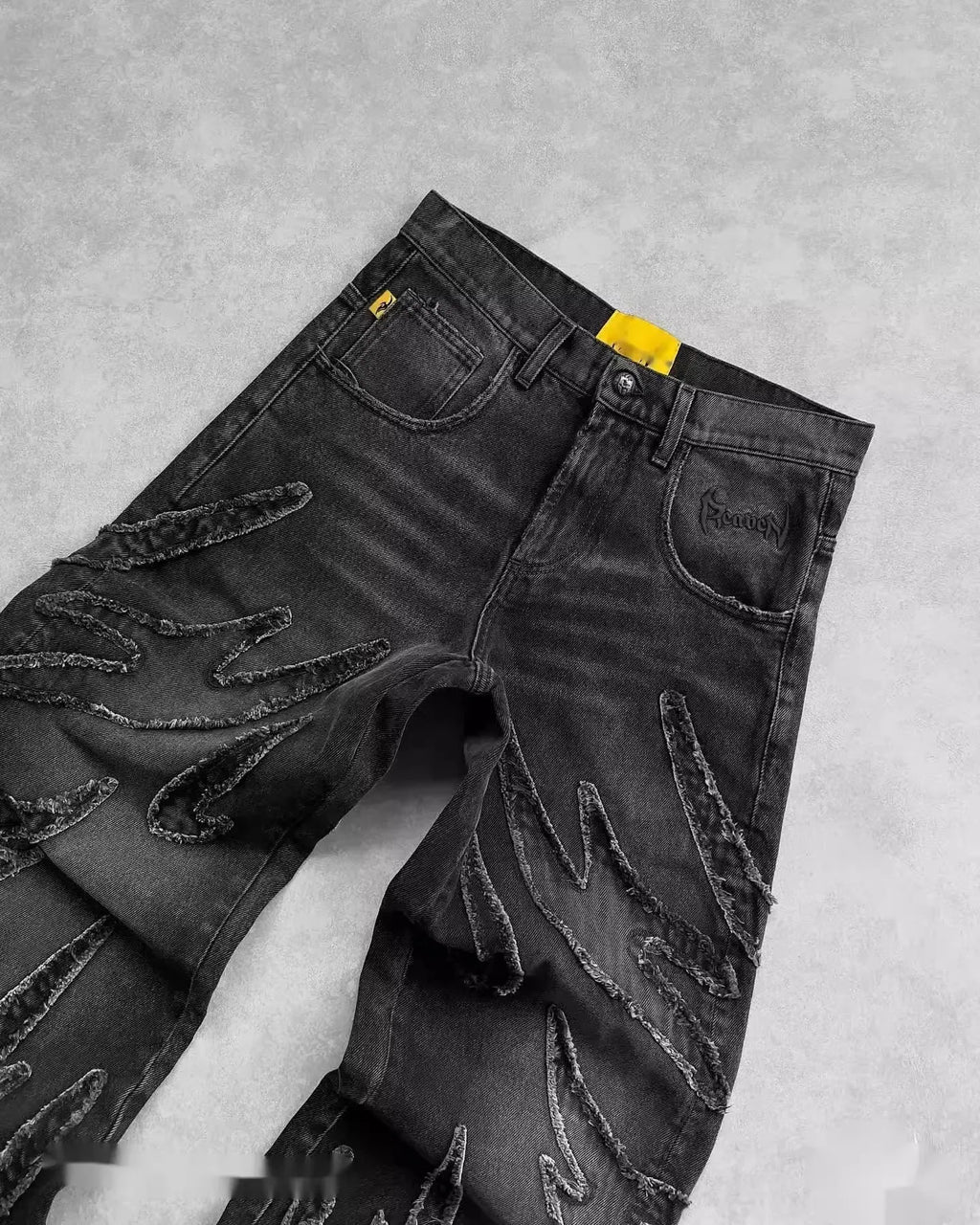 Men Denim Pants Jeans Spliced Wide Leg Pants Long Jean Patchwork Pockets Streetwear Mid Waist Washed Distressed Pant Vintage
