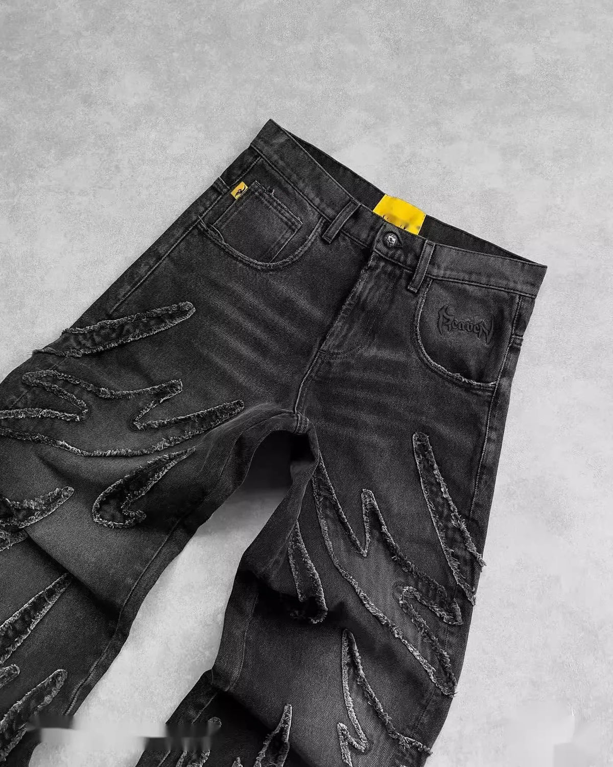 Men Denim Pants Jeans Spliced Wide Leg Pants Long Jean Patchwork Pockets Streetwear Mid Waist Washed Distressed Pant Vintage