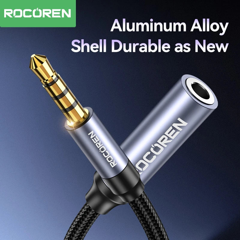 Rocoren AUX Cable 3.5mm Jack Male to Female Audio Extension Speaker Cable Converter for Phone Headphones Laptops Tablets Adapter