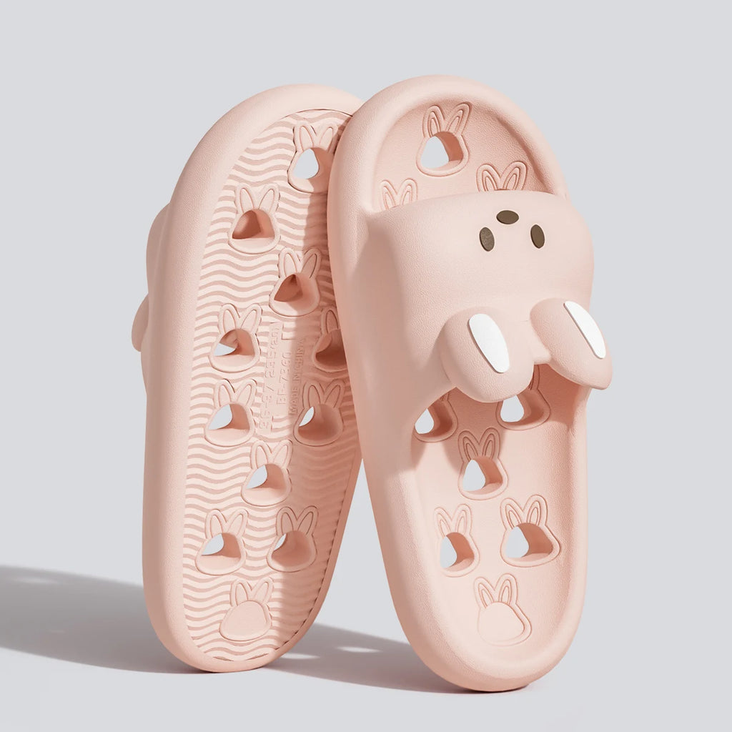 Cartoon Women Bathroom Slippers Cute Non-Slip Leaky Sandals Fashion Thick Bottom Slides Home Men Quick Drying Flip Flops