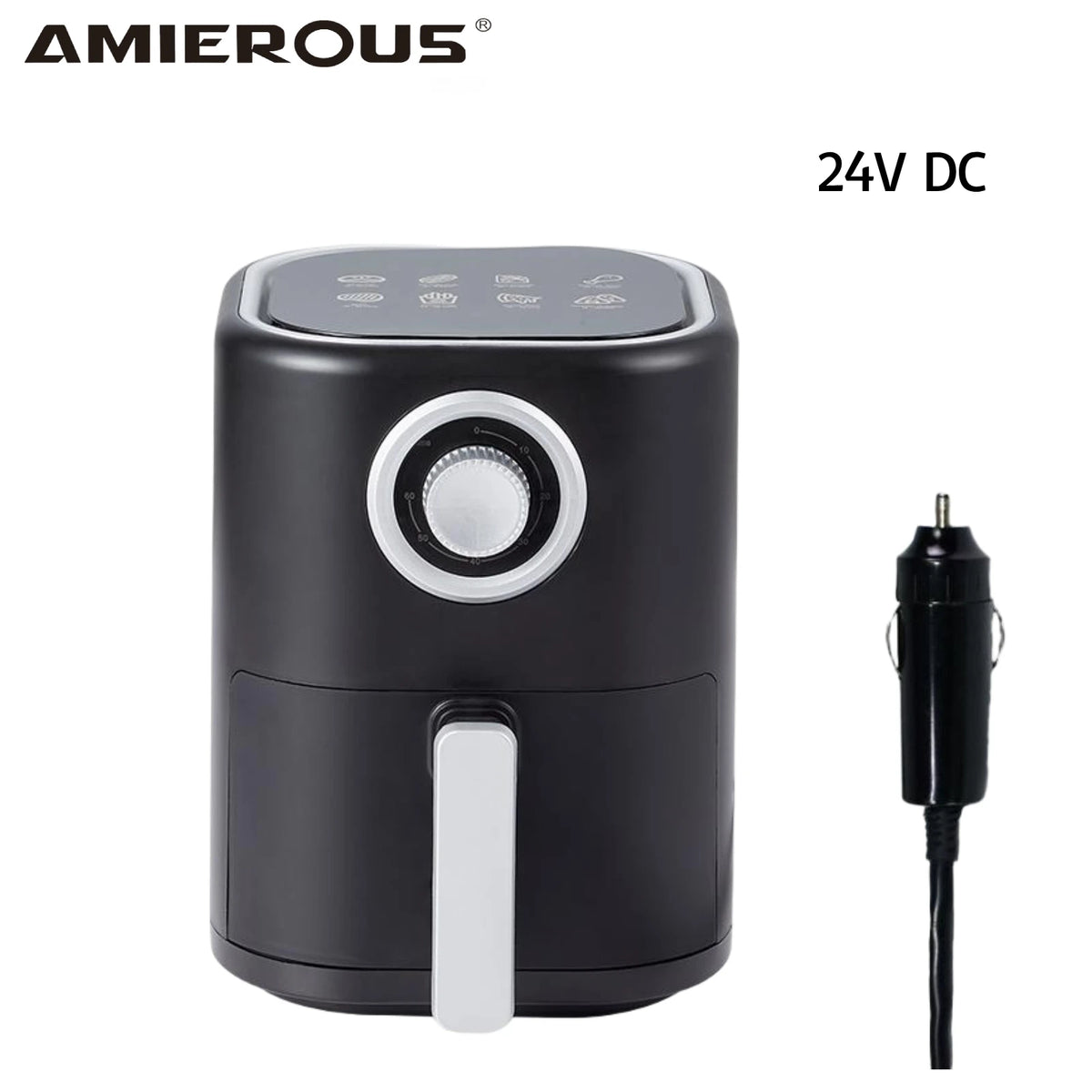ARIER Portable Air Fryer 24V New 3.0L One-click Easy Operation Multicooker for Truck Ship Travel RV Camping Black Quick(35KD)