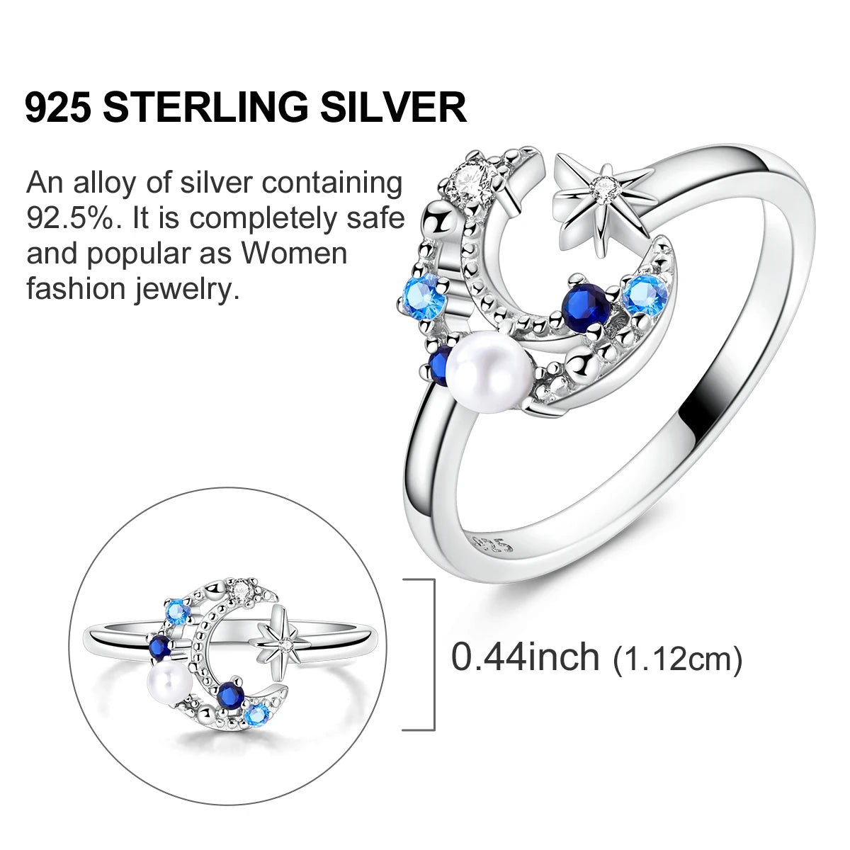 925 Silver Open Ring Sunflower Bee Star Eternal Love Jewelry Women's Wedding Gift