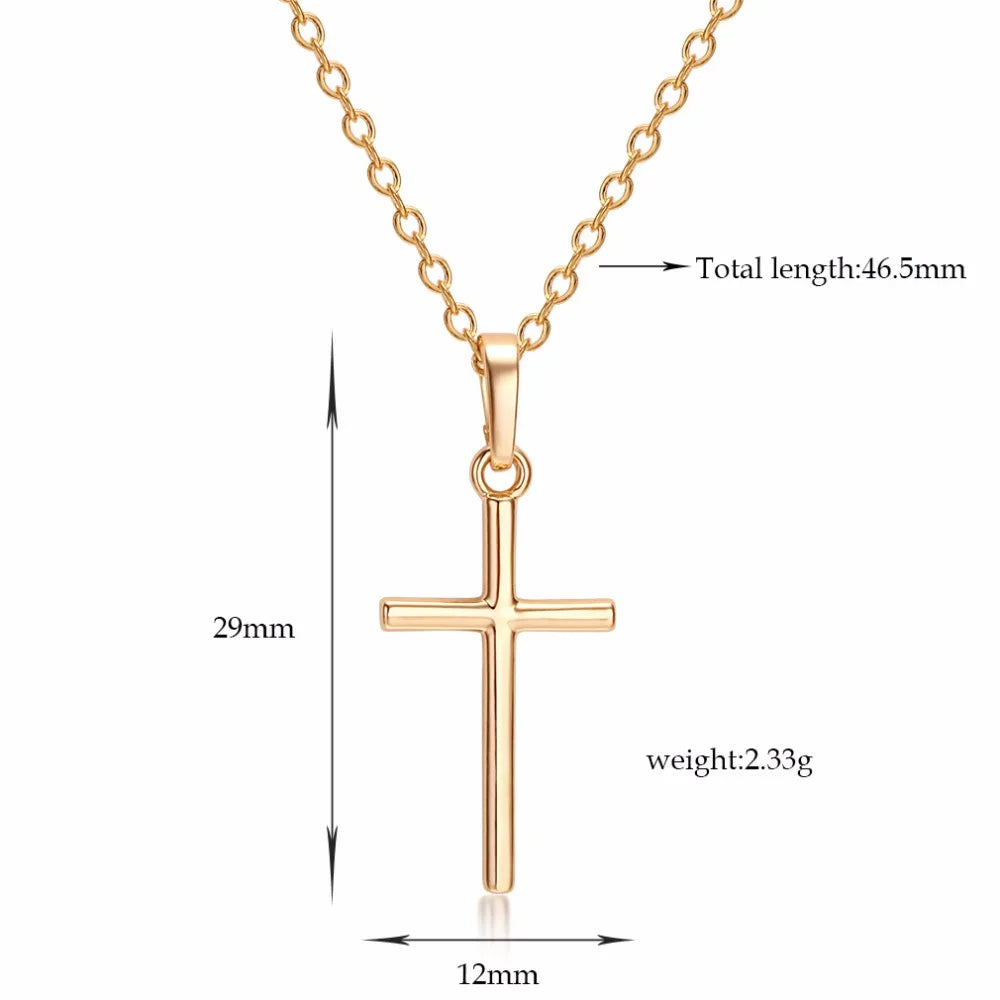 Fashion Christian Jesus Cross Necklaces Silver Color Long Chain Simple Pendants For Women Men Jewelry Gifts Dropshipping