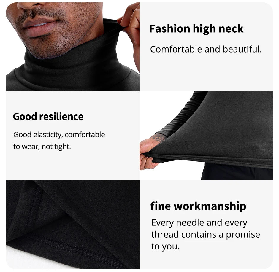Men's Autumn and Winter Plus Size Solid Color Turtleneck Bottoming Shirt Casual Joker Fashion Young Men Long Sleeve Warm T.