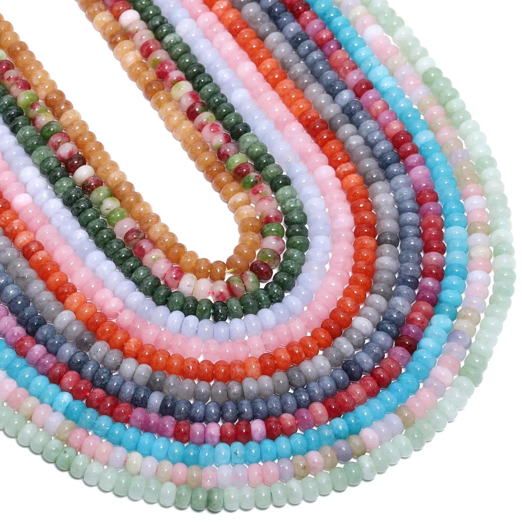 4x6mm Abacus Shape Jade Stone Beads Multicolor Mixed Spacer Beads for Jewelry Making Handmade DIY Bracelet Necklace Pendant