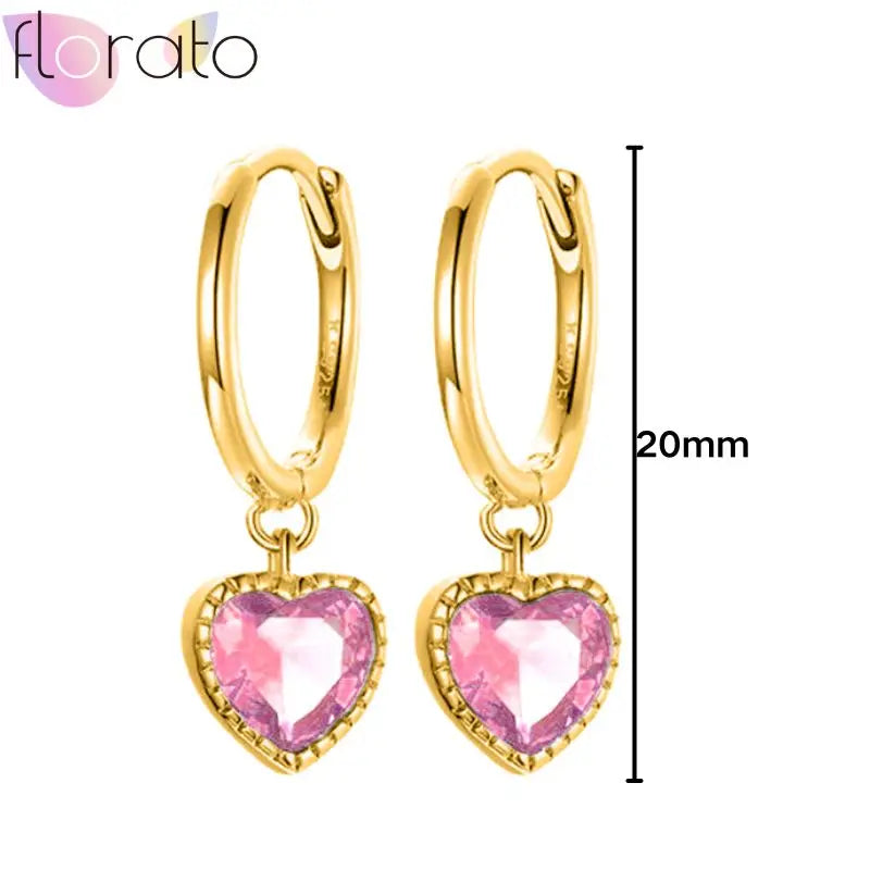 925 Sterling Silver Ear Buckle Retro Metal Heart Pendant Hoop Earrings for Women CZ Huggie Earrings Fashion Females Jewelry
