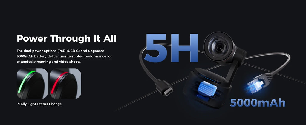 OBSBOT Tail 2 PTZR NDI Camera 4K@60FPS, Pro AI Tracking, 1/1.5" CMOS, 50MP, 5X Optical Zoom, 12X Hybrid Zoom, SDI/HDMI/IP/USB 3.