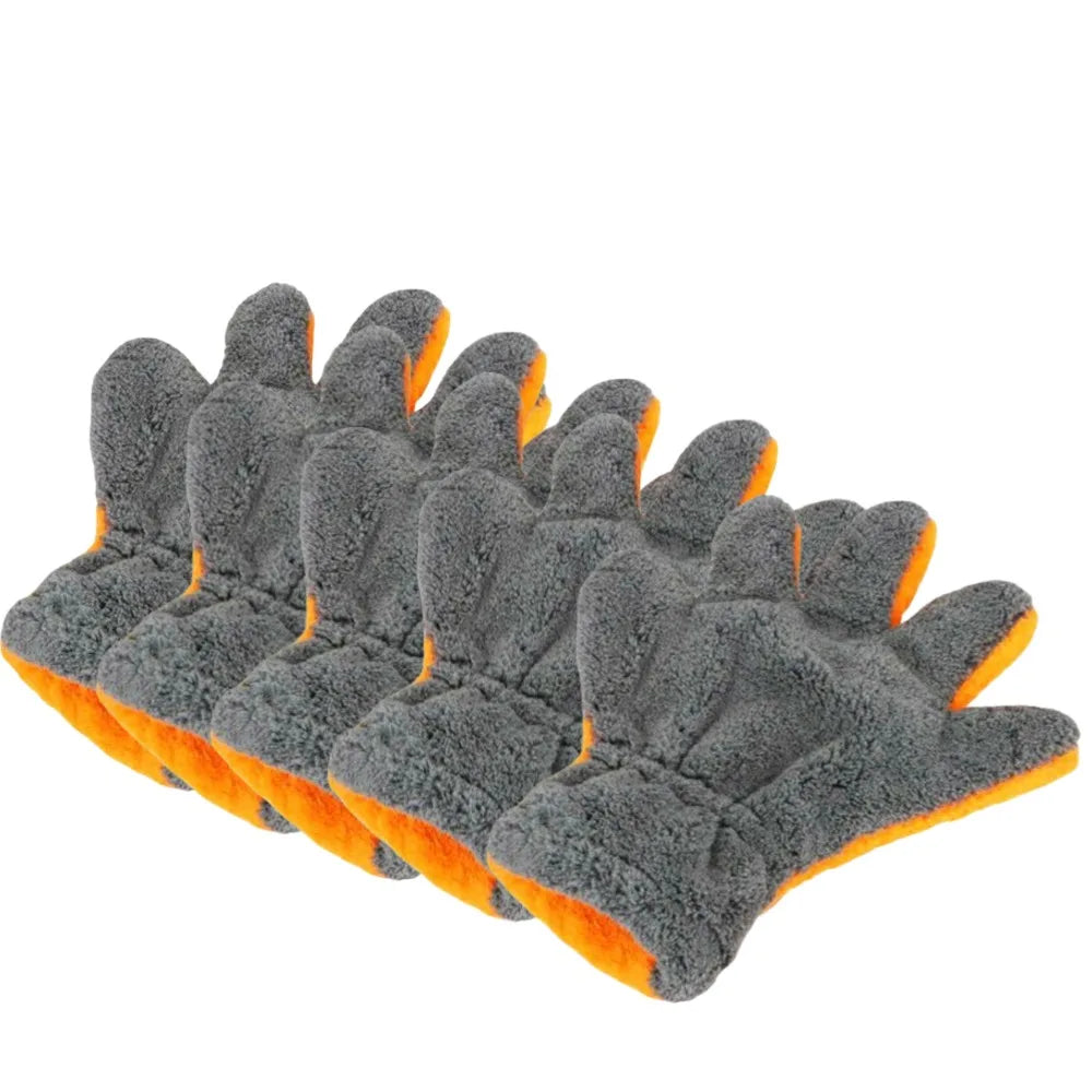 Premium Double-Sided Coral Fleece Car Cleaning Gloves cratch-Free Wash Mitts Five-Finger Design for Car Glass Wheels Cleaning