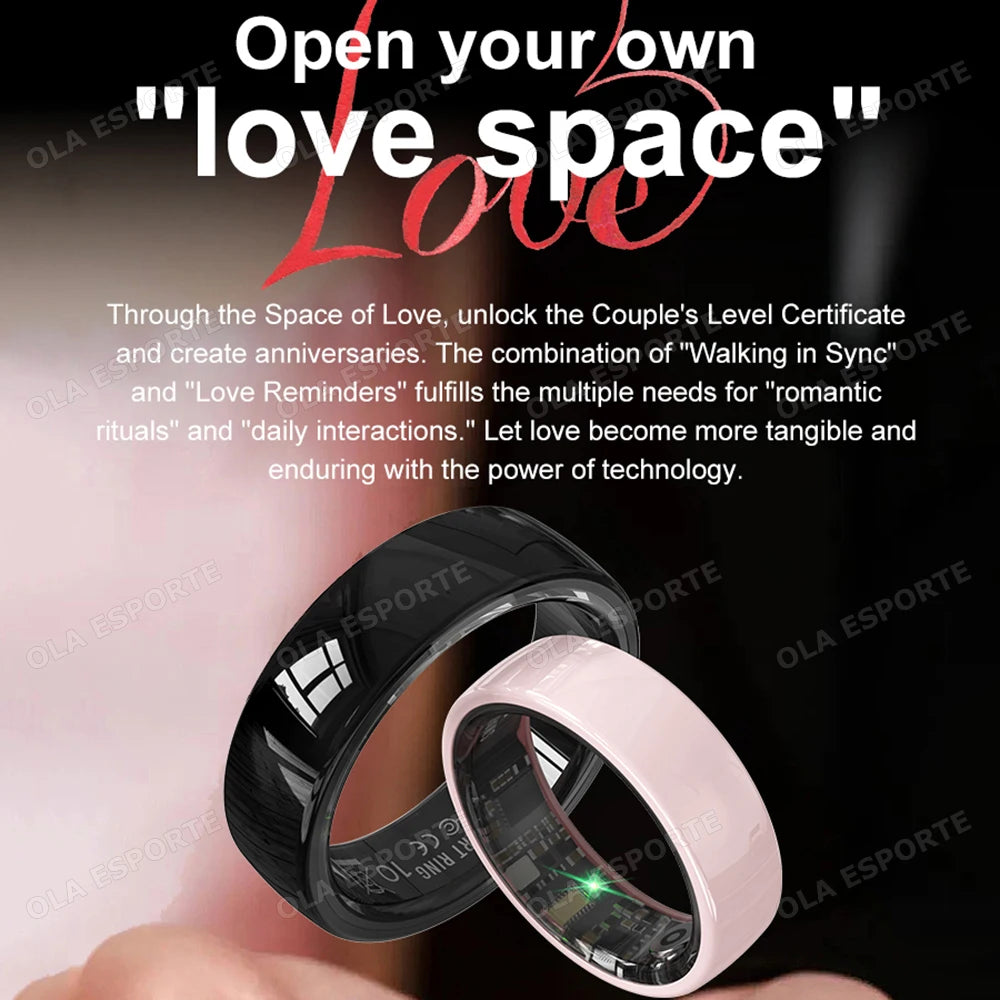 Smart Couple Ring Bluetooth Connection Multiple Sports Modes Pedometer Fitness Rings Heart Rate Sleep Monitoring Waterproof R12
