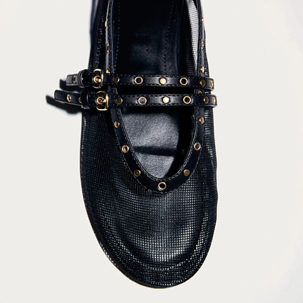 Mesh Summer Ballet Flats Shoes Women Buckle Strap Breathable 2026 New Flats Shoes Ladies Black Mary Janes Footwear Loafers Lady