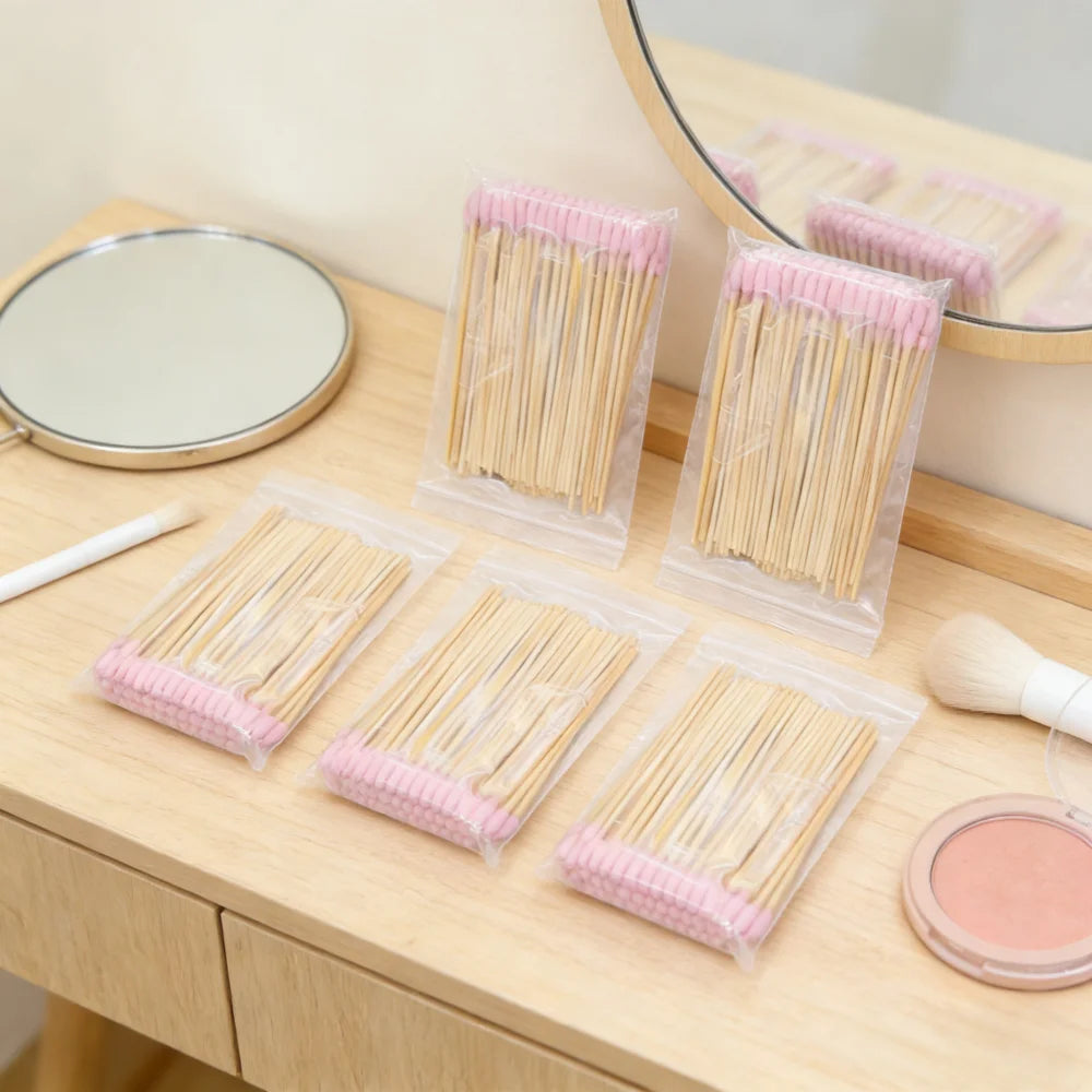 100/300/500pcs Double Pointed Cotton Swab Applicators - 6 Inch Long Cotton Swabs for Tattoo, Cleaning, Makeup & Ear Cleaning