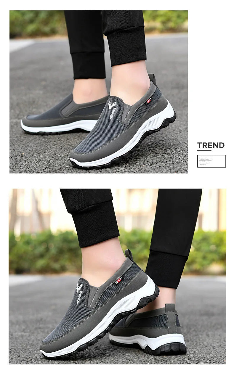 Men Running Hiking Sneakers Breathable Orthopedic Travel Plimsolls Slip On Comfortable for Outdoor Activity Hiking Walking