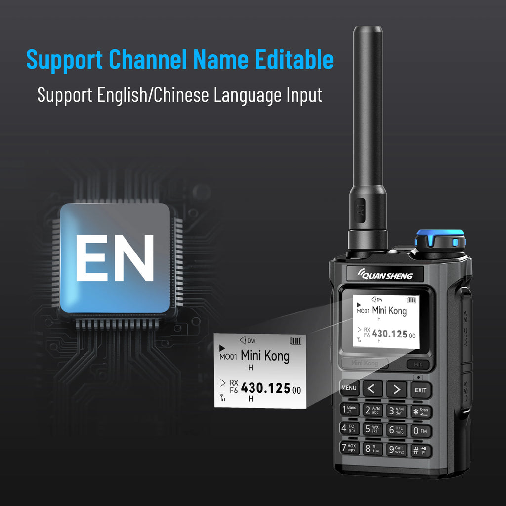 Quansheng UV-K1 Mini Walkie Talkie AM/FM Multi-Band Wireless Copy Frequency Long Range Type-C Charger For Camping UVK5 K6