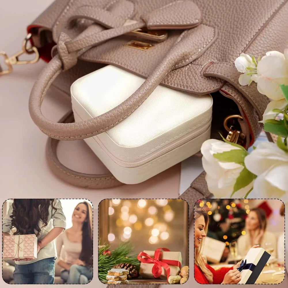 Portable Travel Jewelry Organizer Small Leather Case Ladies Necklace Rings Earrings Bracelet Durable Keep Neat Gift Storage Box