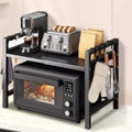 Adjustable Microwave Oven Rack Kitchen Storage Stand with Cutting Board Holder Desktop Organizer