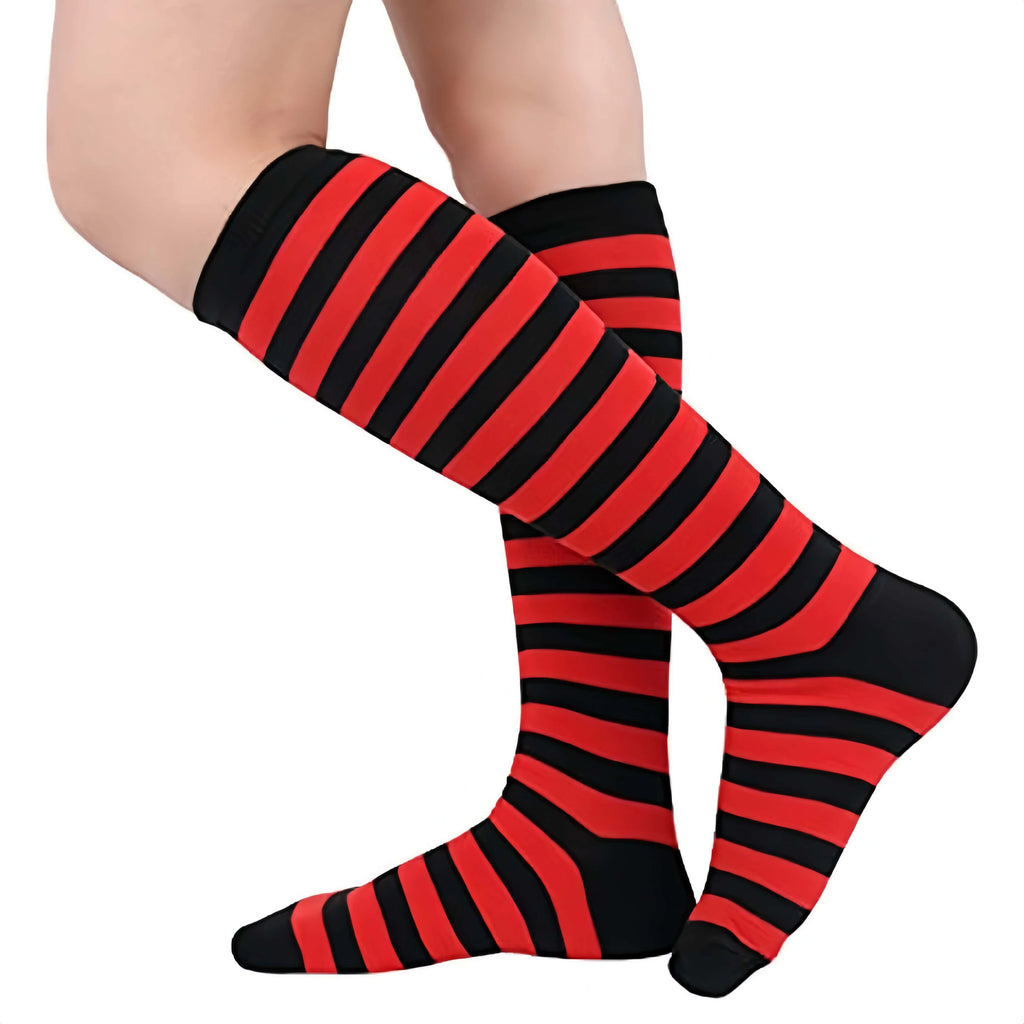 Kids Knee High Socks Cotton Halloween Colorful Zebra Stripes Long Tube Clown Striped Knee Socks Boys Girls Dopamine Xmas