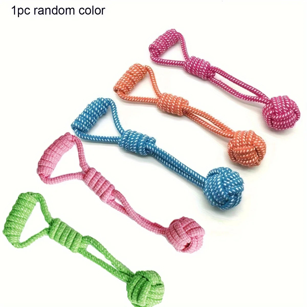 1pc Durable Dog Rope Toy with Ball - All-Breed Chew and Tug Plaything Random Color Selection